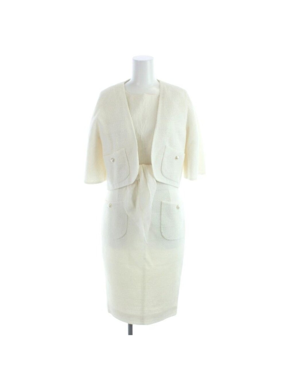 Chanel Set Ensemble Dress Sleeveless Knee-Length Short Jacket Cotton Silk Blend